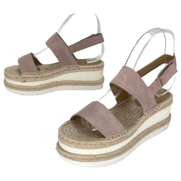 Marc Fisher LTD Platform Sandals 7.5M Gallia Pink Suede Jute Wrapped Slingback - Picture 10 of 13